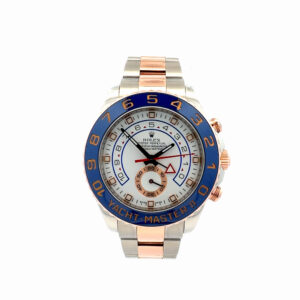 Rolex Yacht-Master II 44mm 116681 Everose Gold Steel Blue Hands – front view