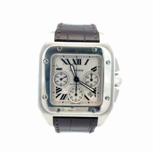 Cartier Santos 100 XL Chronograph 41mm 2740 W20090X8 Silver Roman Dial – front view