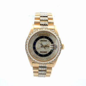 Rolex Day-Date 36mm 1803 18K Yellow Gold Custom Diamond Watch – front view