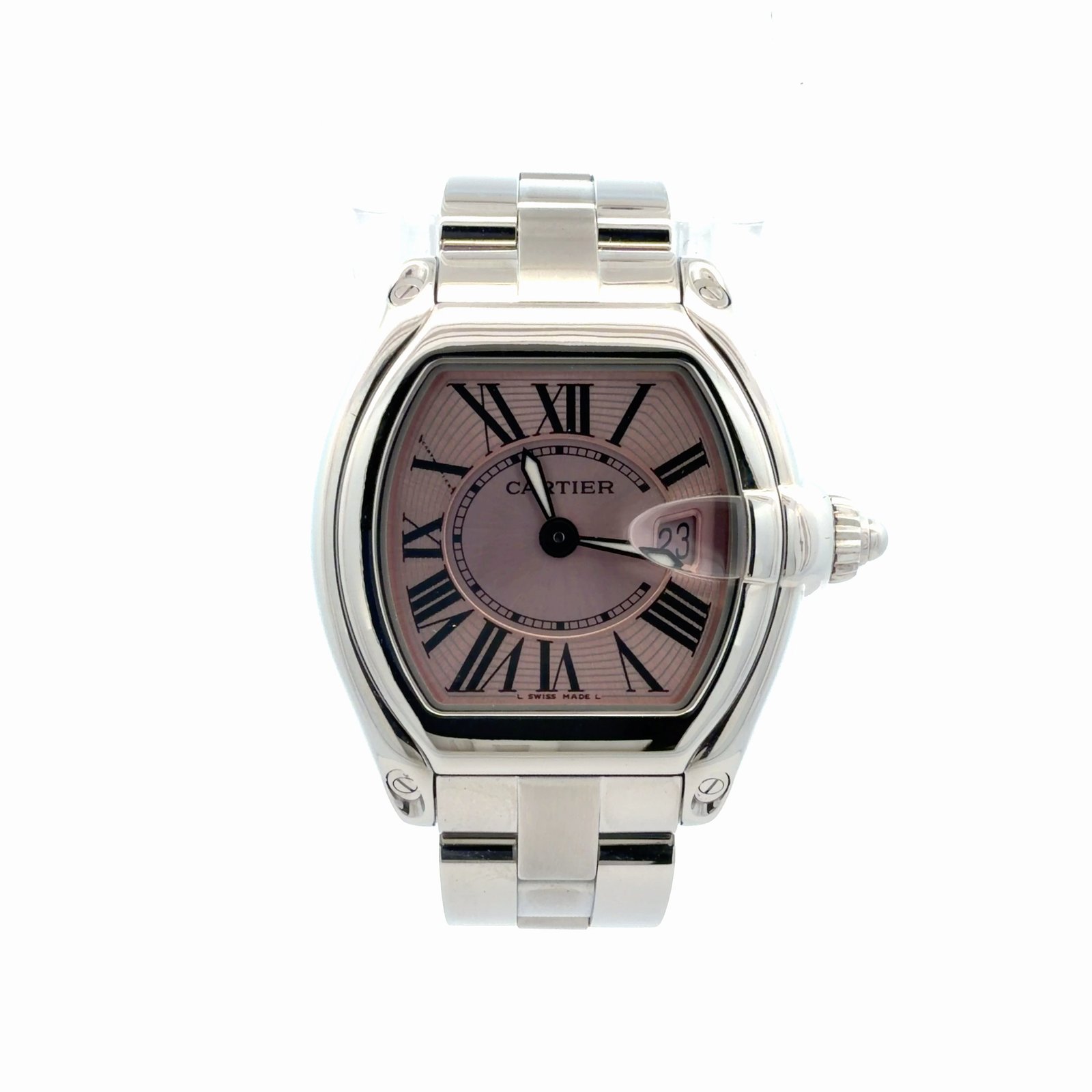 Cartier Roadster 2675 Stainless Steel Pink Roman Dial 31mm – front view