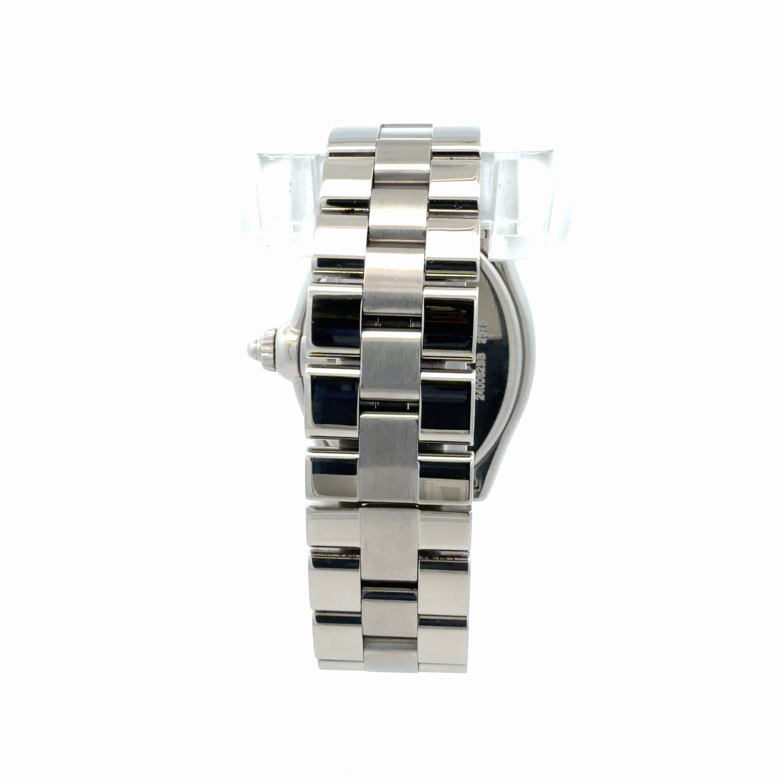 Cartier Roadster 2675 Stainless Steel Pink Roman Dial 31mm – vertical back view with clasp