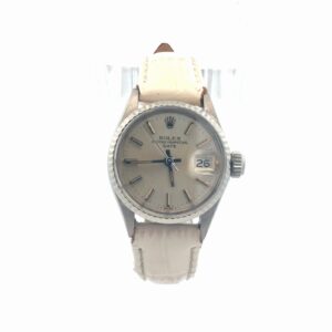 Rolex Date 26mm 6517 18K White Gold Silver Stick Dial – front view
