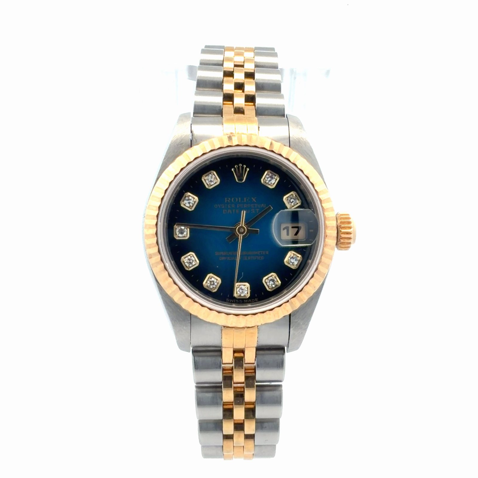 Rolex Lady-Datejust 26mm 69173 Blue Vignette Diamond Dial – front view