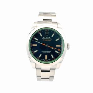 Rolex Milgauss 116400GV 40mm Black Dial Green Crystal – front view